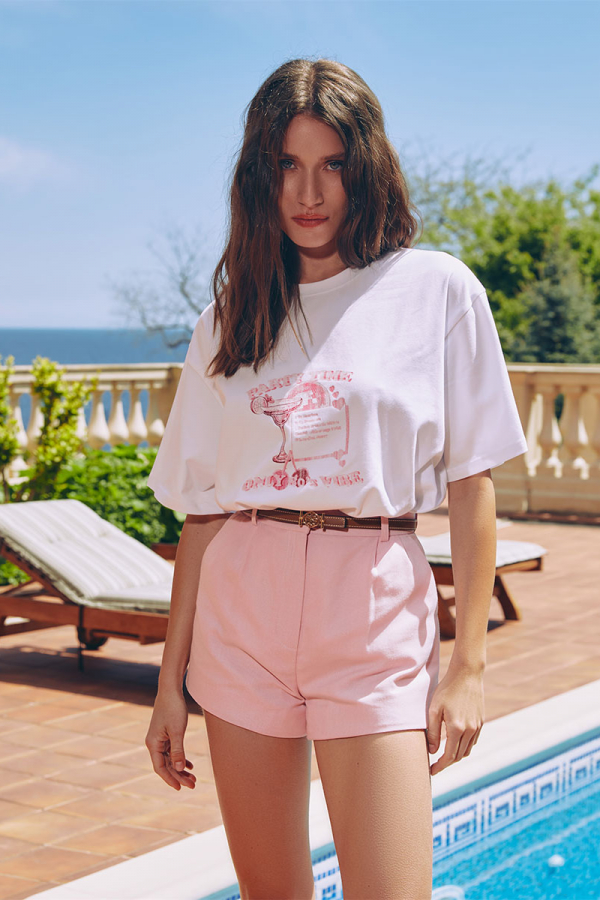 Biała koszulka oversize z nadrukiem PARTY TIME 1