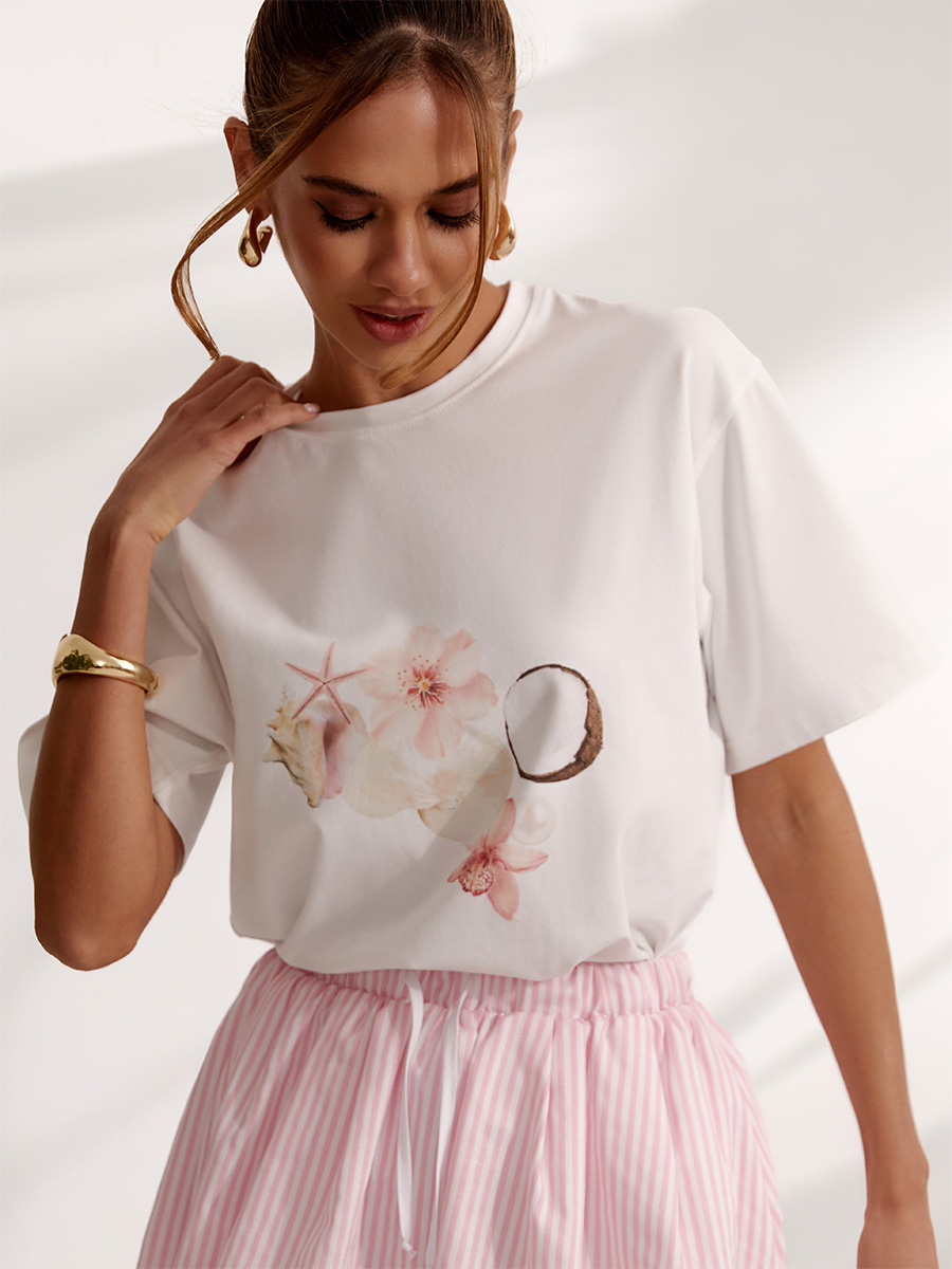 Spódniczka mini w kolorze różowym w paski 4 Spódniczka mini w kolorze różowym w paski 4