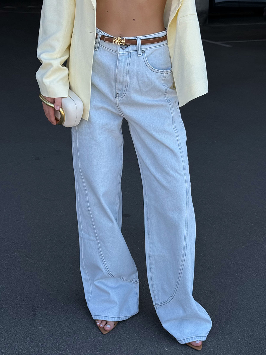 Jeansy jasnoniebieskie palazzo z kręconymi szwami 7 Jeansy jasnoniebieskie palazzo z kręconymi szwami 7
