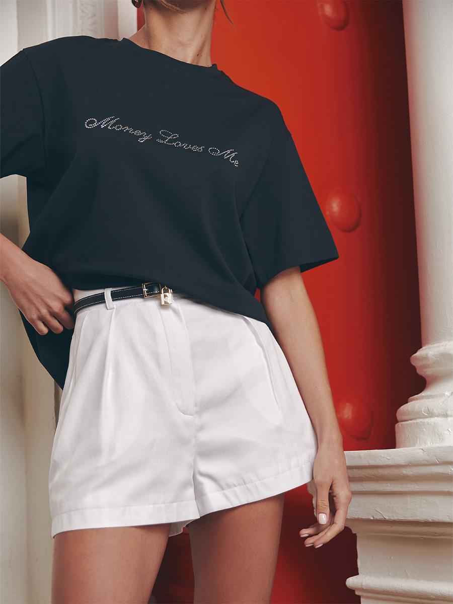 Koszulka oversize w kolorze czarnym z nadrukiem dżetów Money 6 Koszulka oversize w kolorze czarnym z nadrukiem dżetów Money 6